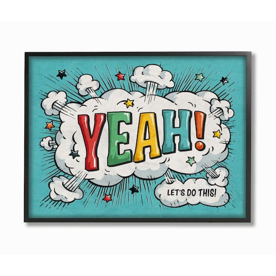 Stupell Industries Yeah! Vintage Comic Book Black Framed Wall Art